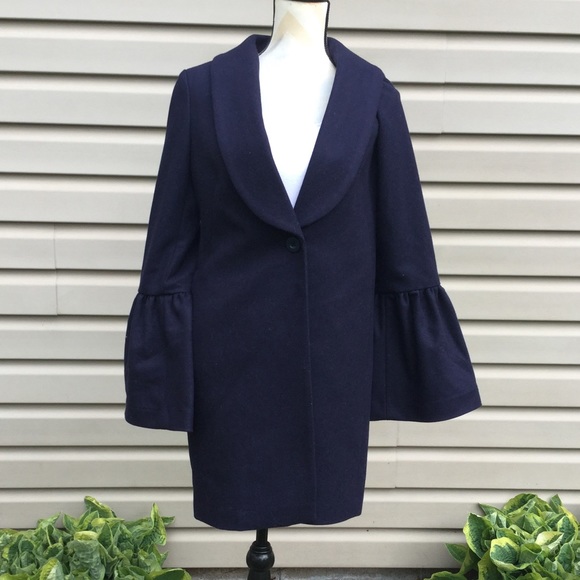 NWT Express Navy Bell Sleeve Shawl Collar Coat - Picture 3 of 7
